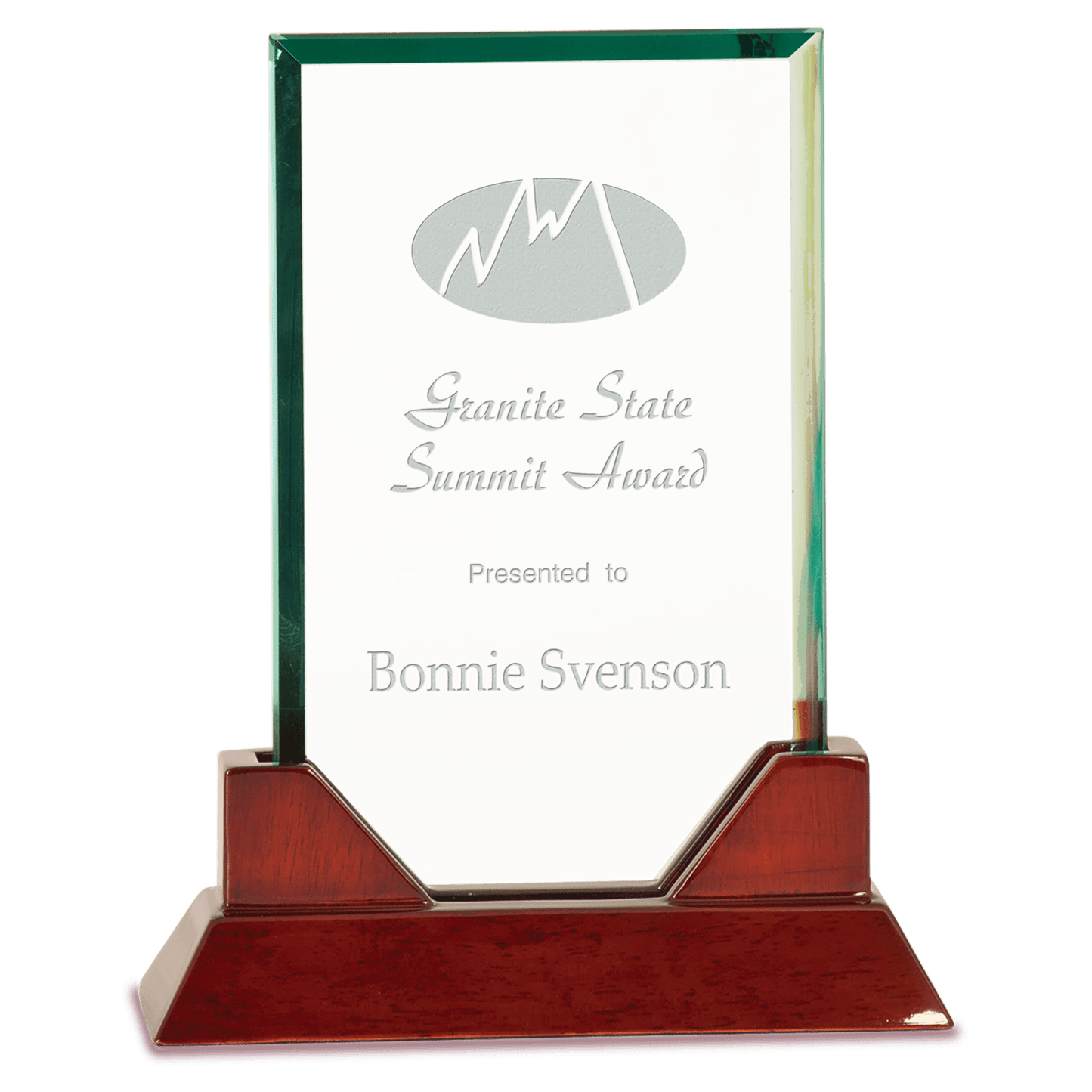 8 3 4 Rectangle Prestige Glass with Rosewood Piano Finish Base
