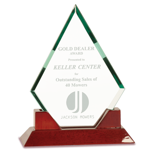 8 1 2 Jade Diamond Prestige Glass with Rosewood Piano Finish Base