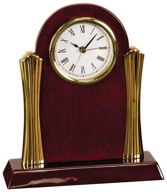 8 1 4 x 7 1 2 Rosewood Piano Finish Clock with Gold Columns