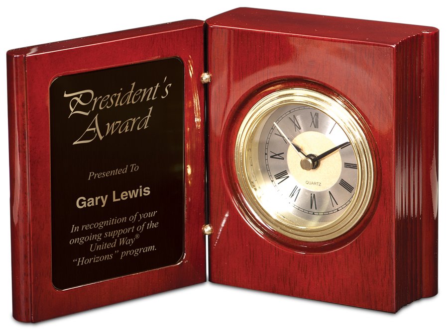 5 3 8 Rosewood Piano Finish Book Clock