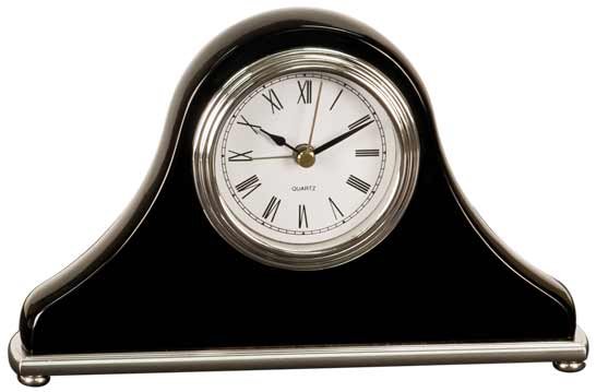 7 1 2 x 4 1 2 Black Piano Finish Mantel Desk Clock