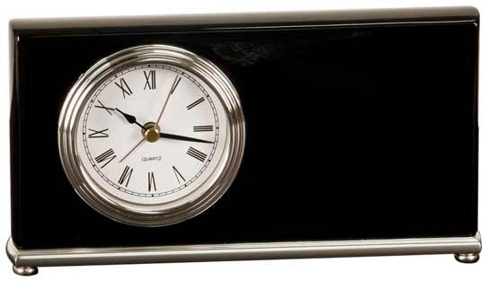 7 1 2 x 4 Black Piano Finish Horizontal Desk Clock