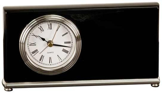 7 1 2 x 4 Black Piano Finish Horizontal Desk Clock